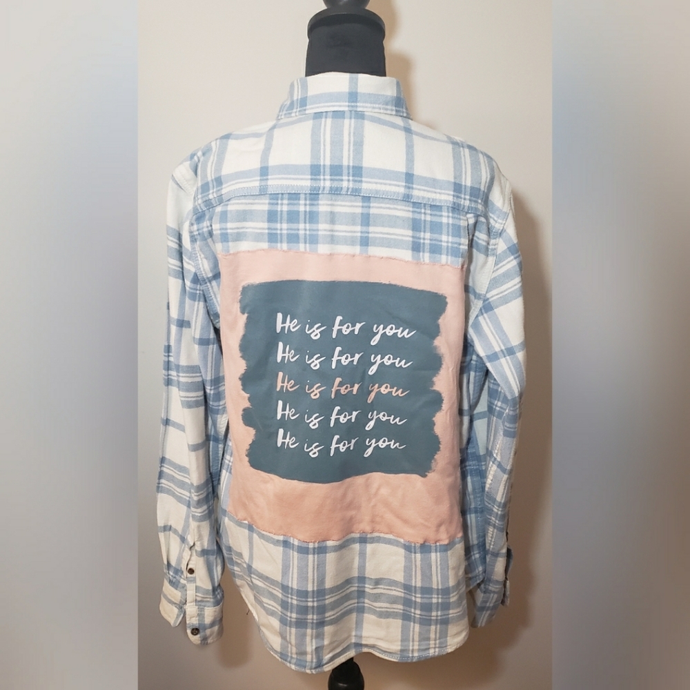 "He Is For You" Custom Patched Flannel